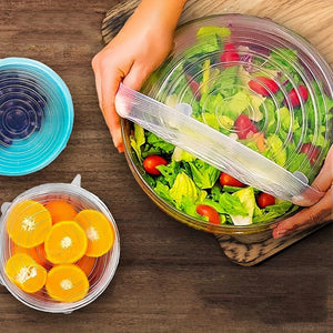 Planet Gates 6pcs, Reusable Silicone Stretch Lids - Food Grade, 6 Sizes, for Food Containers, Kitchen Gadgets, and Kitchen Accessories