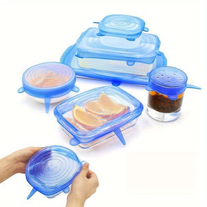 Planet Gates 6pcs, Reusable Silicone Stretch Lids - Food Grade, 6 Sizes, for Food Containers, Kitchen Gadgets, and Kitchen Accessories
