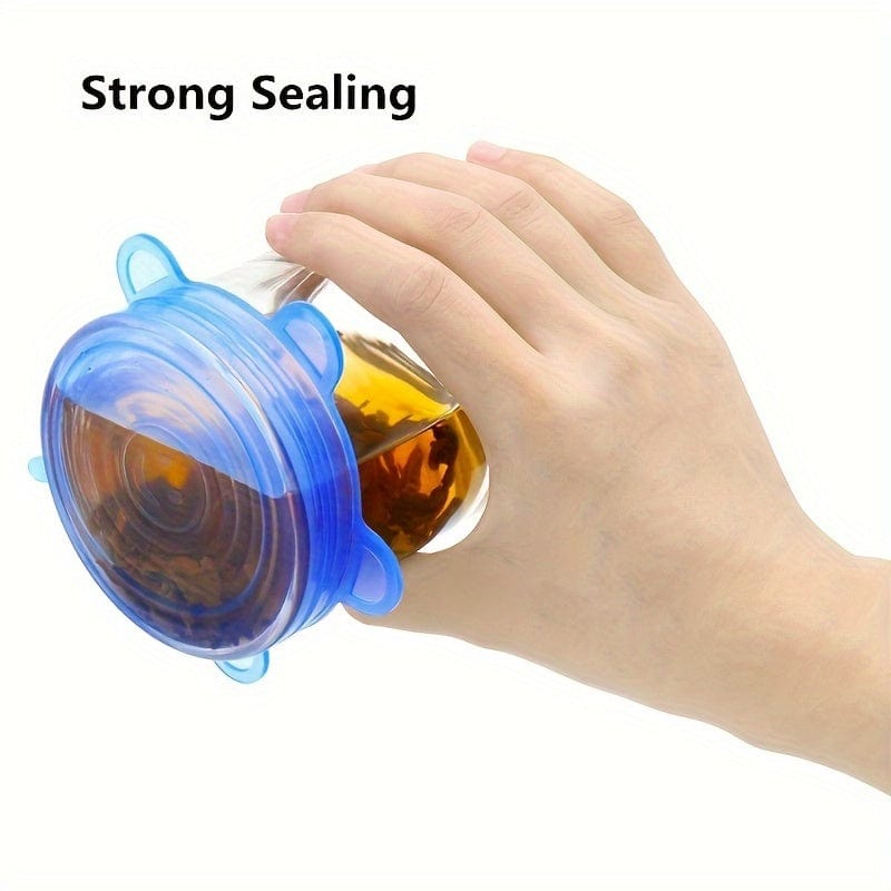 Planet Gates 6pcs, Reusable Silicone Stretch Lids - Food Grade, 6 Sizes, for Food Containers, Kitchen Gadgets, and Kitchen Accessories