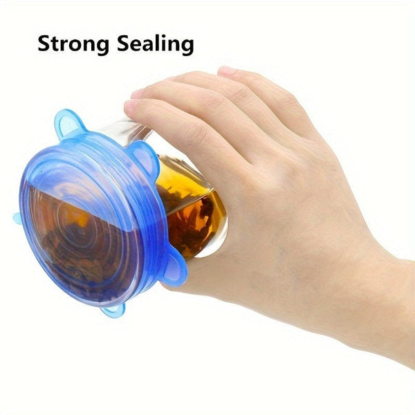 Planet Gates 6pcs, Reusable Silicone Stretch Lids - Food Grade, 6 Sizes, for Food Containers, Kitchen Gadgets, and Kitchen Accessories