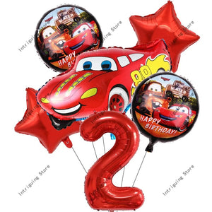 Planet Gates 6pcs set 2 / as picture Disney Cars Lightning McQueen 32" Number Balloon Set   Baby Shower Supplies Birthday Party Decorations Kids Toy Gifts Air Globos