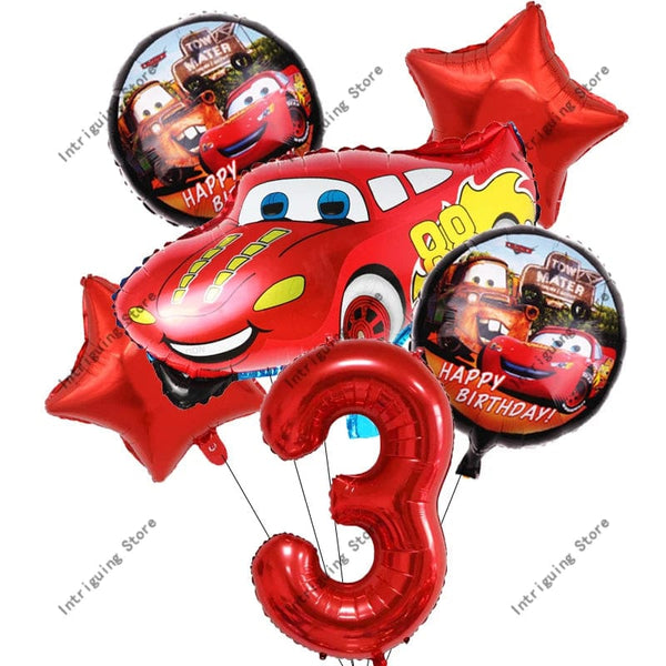 Planet Gates 6pcs set 3 / as picture Disney Cars Lightning McQueen 32" Number Balloon Set   Baby Shower Supplies Birthday Party Decorations Kids Toy Gifts Air Globos