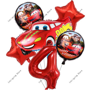 Planet Gates 6pcs set 4 / as picture Disney Cars Lightning McQueen 32" Number Balloon Set   Baby Shower Supplies Birthday Party Decorations Kids Toy Gifts Air Globos