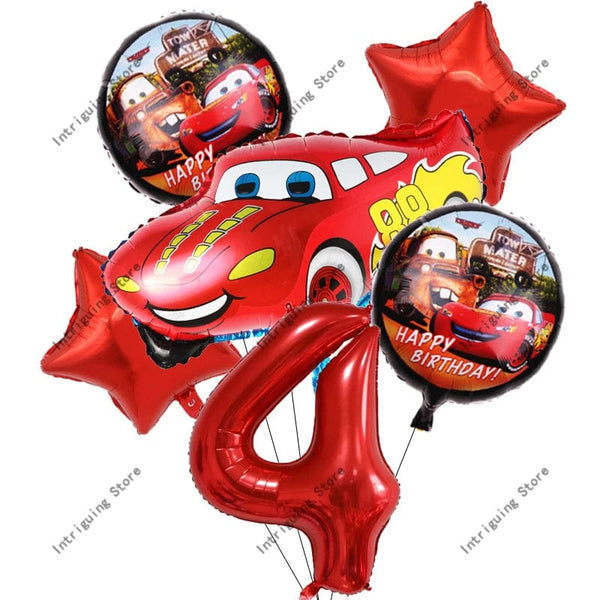 Planet Gates 6pcs set 4 / as picture Disney Cars Lightning McQueen 32" Number Balloon Set   Baby Shower Supplies Birthday Party Decorations Kids Toy Gifts Air Globos