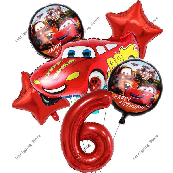 Planet Gates 6pcs set 6 / as picture Disney Cars Lightning McQueen 32" Number Balloon Set   Baby Shower Supplies Birthday Party Decorations Kids Toy Gifts Air Globos
