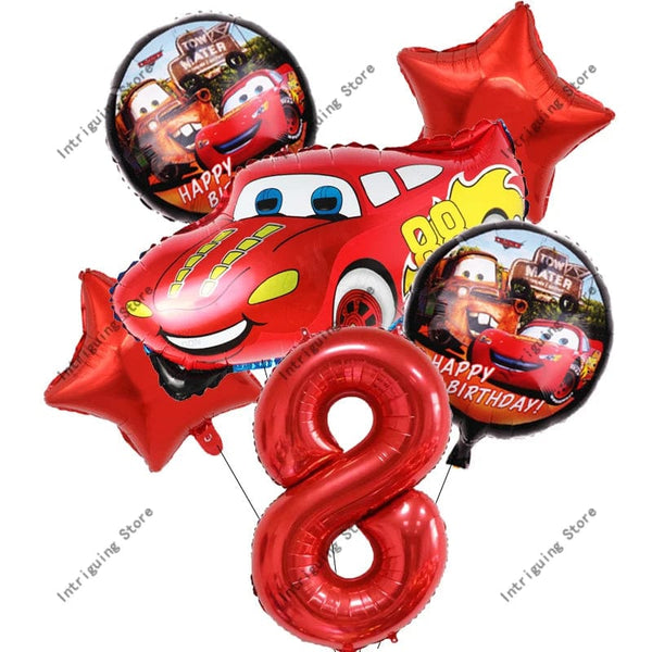 Planet Gates 6pcs set 8 / as picture Disney Cars Lightning McQueen 32" Number Balloon Set   Baby Shower Supplies Birthday Party Decorations Kids Toy Gifts Air Globos