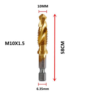 Planet Gates 6pcs set Hex Shank Titanium Plated HSS Screw Thread Metric Tap Drill Bits Screw Machine Compound Tap M3 M4 M5 M6 M8 M10 Hand Tools