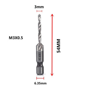 Planet Gates 6pcs set Hex Shank Titanium Plated HSS Screw Thread Metric Tap Drill Bits Screw Machine Compound Tap M3 M4 M5 M6 M8 M10 Hand Tools