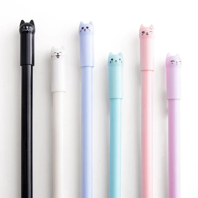 Planet Gates 6PCS/set Kawaii Cat Gel Pen 0.38mm Creative Cute Neutral Ink Pen Children Gift School Office Writing Supplies Stationery