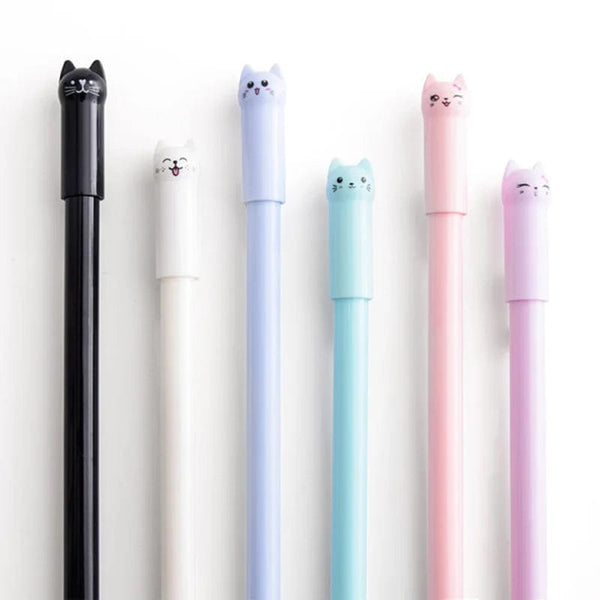 Planet Gates 6PCS/set Kawaii Cat Gel Pen 0.38mm Creative Cute Neutral Ink Pen Children Gift School Office Writing Supplies Stationery