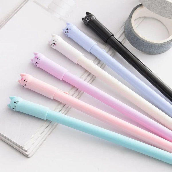 Planet Gates 6PCS/set Kawaii Cat Gel Pen 0.38mm Creative Cute Neutral Ink Pen Children Gift School Office Writing Supplies Stationery