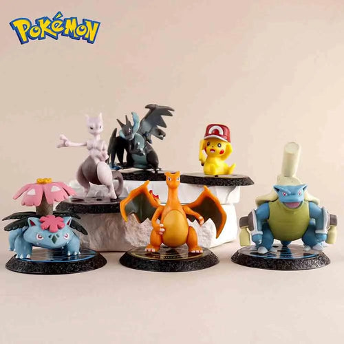 Planet Gates 6Pcs-set Pokemon 6 Pcs/Set Anime Figure Pikachu 6-7cm Figure Charizard Blastoise Squirtle Bulbasaur Action Figures Model  toys Gifts