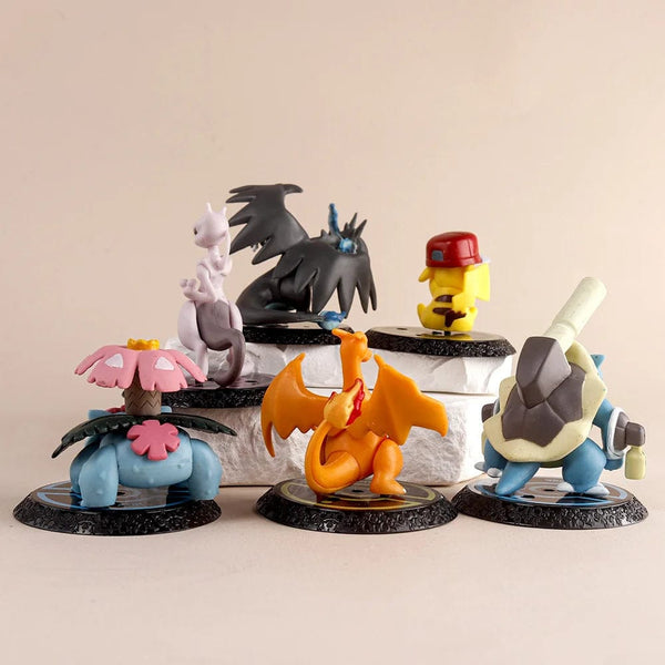 Planet Gates 6Pcs-set Pokemon 6 Pcs/Set Anime Figure Pikachu 6-7cm Figure Charizard Blastoise Squirtle Bulbasaur Action Figures Model  toys Gifts
