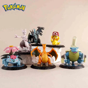 Planet Gates 6Pcs-set Pokemon 6 Pcs/Set Anime Figure Pikachu 6-7cm Figure Charizard Blastoise Squirtle Bulbasaur Action Figures Model  toys Gifts