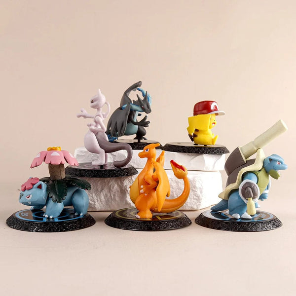 Planet Gates 6Pcs-set Pokemon 6 Pcs/Set Anime Figure Pikachu 6-7cm Figure Charizard Blastoise Squirtle Bulbasaur Action Figures Model  toys Gifts