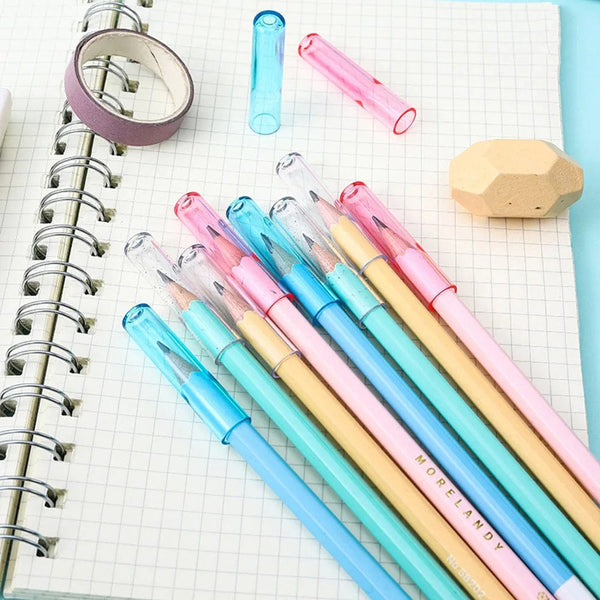 Planet Gates 6Pcs/Set Transparent Plastic Pencil Cap Simple Colorful Pencil Extender Cute Pencil Protection Cap School Office Supplies NEW