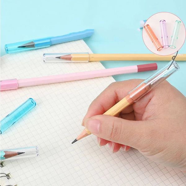 Planet Gates 6Pcs/Set Transparent Plastic Pencil Cap Simple Colorful Pencil Extender Cute Pencil Protection Cap School Office Supplies NEW