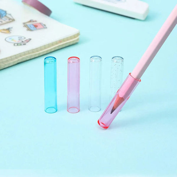 Planet Gates 6Pcs/Set Transparent Plastic Pencil Cap Simple Colorful Pencil Extender Cute Pencil Protection Cap School Office Supplies NEW