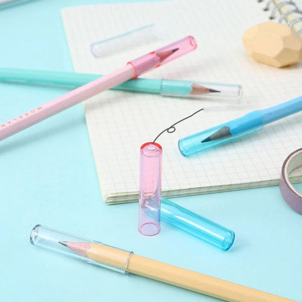 Planet Gates 6Pcs/Set Transparent Plastic Pencil Cap Simple Colorful Pencil Extender Cute Pencil Protection Cap School Office Supplies NEW
