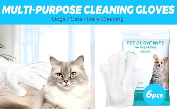 Planet Gates 6pcs Unscented Extra Thick Pet Cleaning Wipes for Dogs & Cats,Dog Washing Bathing Deodorizing Grooming Gloves for Daily Care