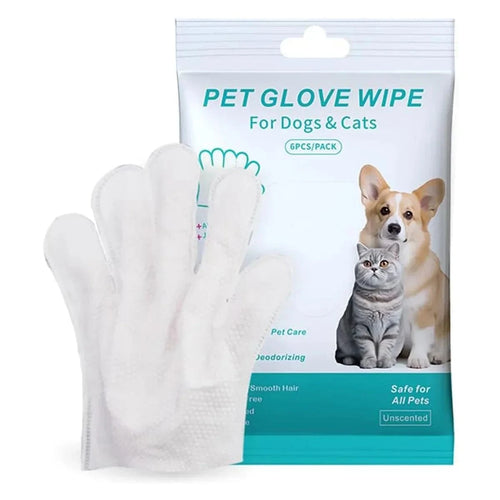 Planet Gates 6pcs Unscented Extra Thick Pet Cleaning Wipes for Dogs & Cats,Dog Washing Bathing Deodorizing Grooming Gloves for Daily Care