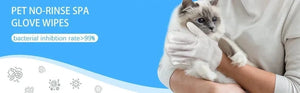Planet Gates 6pcs Unscented Extra Thick Pet Cleaning Wipes for Dogs & Cats,Dog Washing Bathing Deodorizing Grooming Gloves for Daily Care