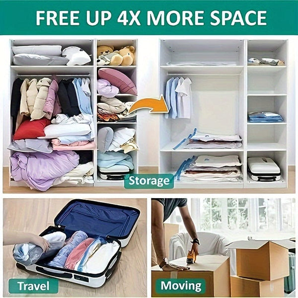 Planet Gates 6pcs Vacuum Compression Storage Bag, Dustproof Sealed Storage Container For Clothes, Blankets, Shirts, Household Space Saving Organizer For Dorm, Closet, Wardrobe, Bedroom, Bathroom