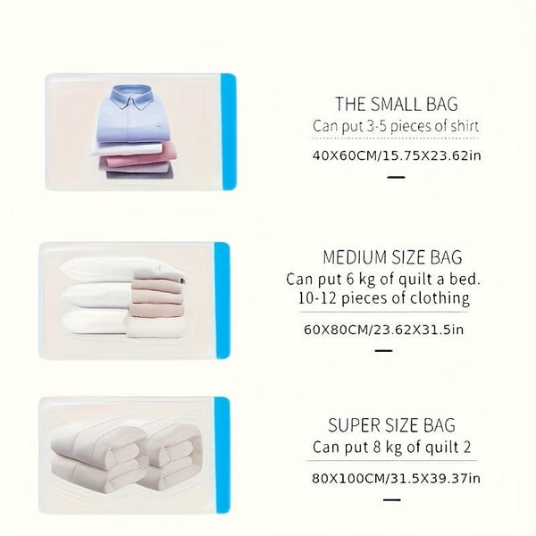 Planet Gates 6pcs Vacuum Compression Storage Bag, Dustproof Sealed Storage Container For Clothes, Blankets, Shirts, Household Space Saving Organizer For Dorm, Closet, Wardrobe, Bedroom, Bathroom