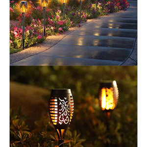 Planet Gates 6pcs Waterproof Solar Outdoor Flame Torch Lights, LED Torches With Flickering Flames, Halloween Decorations Lights Outdoor, For Christmas Halloween Garden Yard Patio, Auto On/Off
