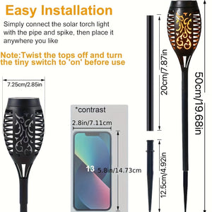 Planet Gates 6pcs Waterproof Solar Outdoor Flame Torch Lights, LED Torches With Flickering Flames, Halloween Decorations Lights Outdoor, For Christmas Halloween Garden Yard Patio, Auto On/Off