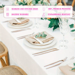 Planet Gates 6pcs, White Tablecloth, Rectangle Simple Style Table Cloth For Dining Table, Wrinkle Resistant Washable Polyester Table Cover For Dining Party And Camping