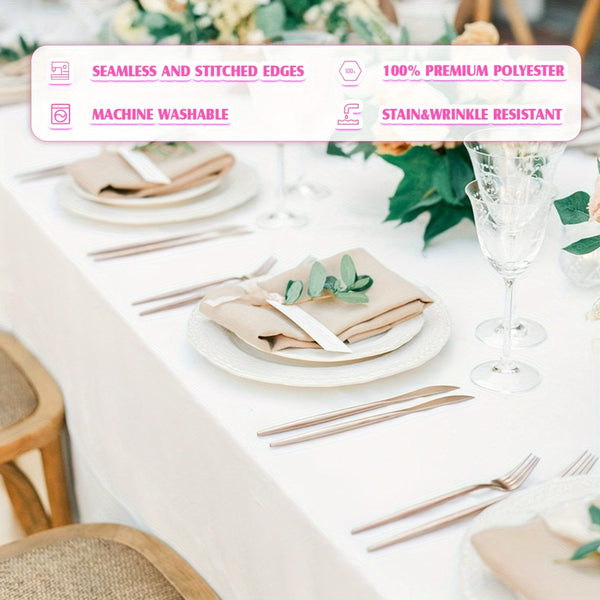 Planet Gates 6pcs, White Tablecloth, Rectangle Simple Style Table Cloth For Dining Table, Wrinkle Resistant Washable Polyester Table Cover For Dining Party And Camping