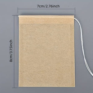Planet Gates 7.01 cm x 8.0 cm 100 sachets filtres à thé jetables pour thé en vrac, pâte de bois, biodégradables, compostables, non blanchis, sachets de trempage vides avec cordon de serrage, 100 sachets (7.01 cm x 8.0 cm)