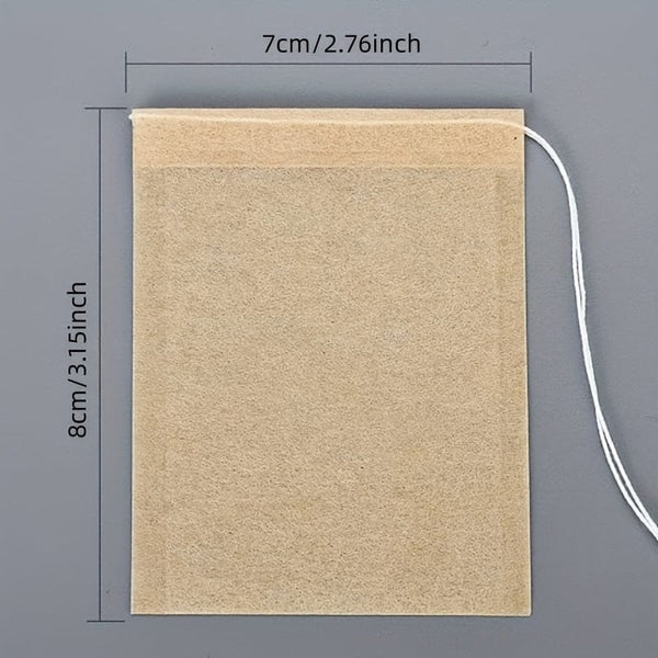 Planet Gates 7.01 cm x 8.0 cm 100 sachets filtres à thé jetables pour thé en vrac, pâte de bois, biodégradables, compostables, non blanchis, sachets de trempage vides avec cordon de serrage, 100 sachets (7.01 cm x 8.0 cm)