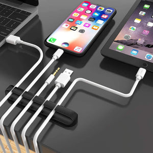 Planet Gates 7 clips grey Cable Organizer Management Wire Holder Flexible USB Cable Winder Tidy Silicone Clips For Mouse Keyboard Earphone Protector