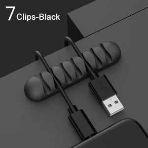 Planet Gates 7 Clips Smart Cable Holder Silicone Flexible Cable Winder Wire Organizer Holder Cord Management Clip for USB Earphone Network Cable