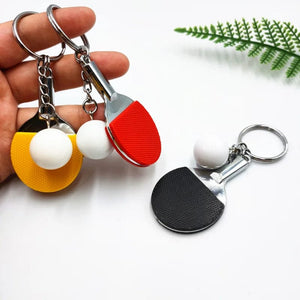 Planet Gates 7 Colors Cute Ping Pong Racket Pendants Souvenir Table Tennis Ball Key Chain Ball Sports Fans Key Ring Gift Ornament Accessories