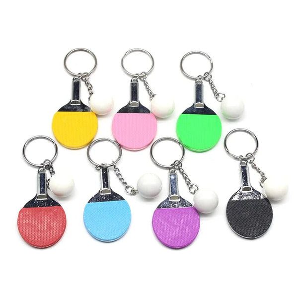 Planet Gates 7 Colors Cute Ping Pong Racket Pendants Souvenir Table Tennis Ball Key Chain Ball Sports Fans Key Ring Gift Ornament Accessories