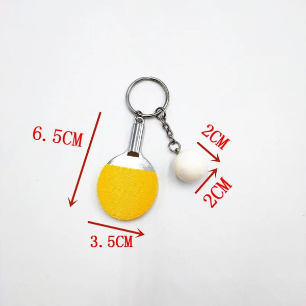 Planet Gates 7 Colors Cute Ping Pong Racket Pendants Souvenir Table Tennis Ball Key Chain Ball Sports Fans Key Ring Gift Ornament Accessories