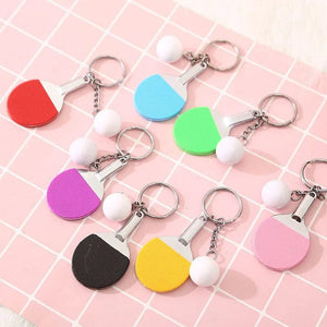 Planet Gates 7 Colors Cute Ping Pong Racket Pendants Souvenir Table Tennis Ball Key Chain Ball Sports Fans Key Ring Gift Ornament Accessories