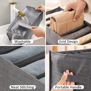 Planet Gates 7 Grids-6 Pack 6pcs Pants Drawer Storage Basket With Grids, Non Woven Storage Box For Clothes, Underwear, Towels, Space Saving Storage Organizer For Travel, Home, Dorm, Bedroom, Closet, Wardrobe