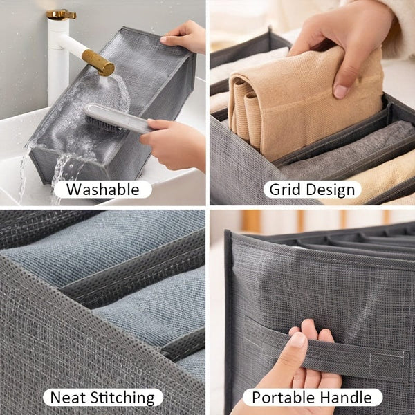 Planet Gates 7 Grids-6 Pack 6pcs Pants Drawer Storage Basket With Grids, Non Woven Storage Box For Clothes, Underwear, Towels, Space Saving Storage Organizer For Travel, Home, Dorm, Bedroom, Closet, Wardrobe