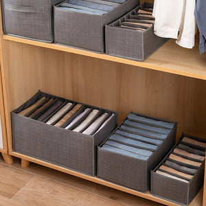 Planet Gates 7 Grids-6 Pack 6pcs Pants Drawer Storage Basket With Grids, Non Woven Storage Box For Clothes, Underwear, Towels, Space Saving Storage Organizer For Travel, Home, Dorm, Bedroom, Closet, Wardrobe