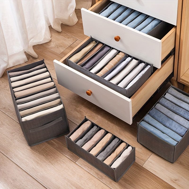 Planet Gates 7 Grids-6 Pack 6pcs Pants Drawer Storage Basket With Grids, Non Woven Storage Box For Clothes, Underwear, Towels, Space Saving Storage Organizer For Travel, Home, Dorm, Bedroom, Closet, Wardrobe