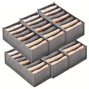 Planet Gates 7 Grids-6 Pack 6pcs Pants Drawer Storage Basket With Grids, Non Woven Storage Box For Clothes, Underwear, Towels, Space Saving Storage Organizer For Travel, Home, Dorm, Bedroom, Closet, Wardrobe