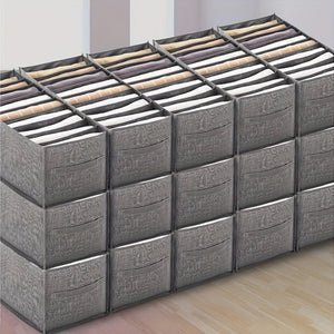 Planet Gates 7 Grids-6 Pack 6pcs Pants Drawer Storage Basket With Grids, Non Woven Storage Box For Clothes, Underwear, Towels, Space Saving Storage Organizer For Travel, Home, Dorm, Bedroom, Closet, Wardrobe