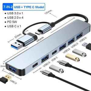 Planet Gates 7-IN-2 / CHINA 5Gbps USB 3.0 HUB USB C HUB USB C Docking Station High Speed Transmission OTG Adapter Splitter TYPE-C HUB For Laptop Macbook