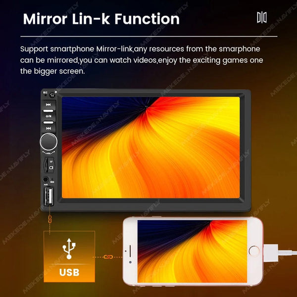 Planet Gates 7 inch HD Touch Screen Universal Car Radio MP5 Multimedia Video Player Support BT SWC TF Camera FM radio MirrorLink carplay