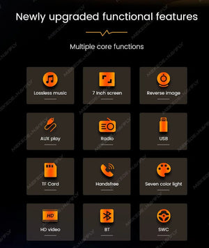 Planet Gates 7 inch HD Touch Screen Universal Car Radio MP5 Multimedia Video Player Support BT SWC TF Camera FM radio MirrorLink carplay