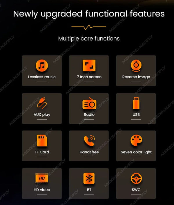 Planet Gates 7 inch HD Touch Screen Universal Car Radio MP5 Multimedia Video Player Support BT SWC TF Camera FM radio MirrorLink carplay